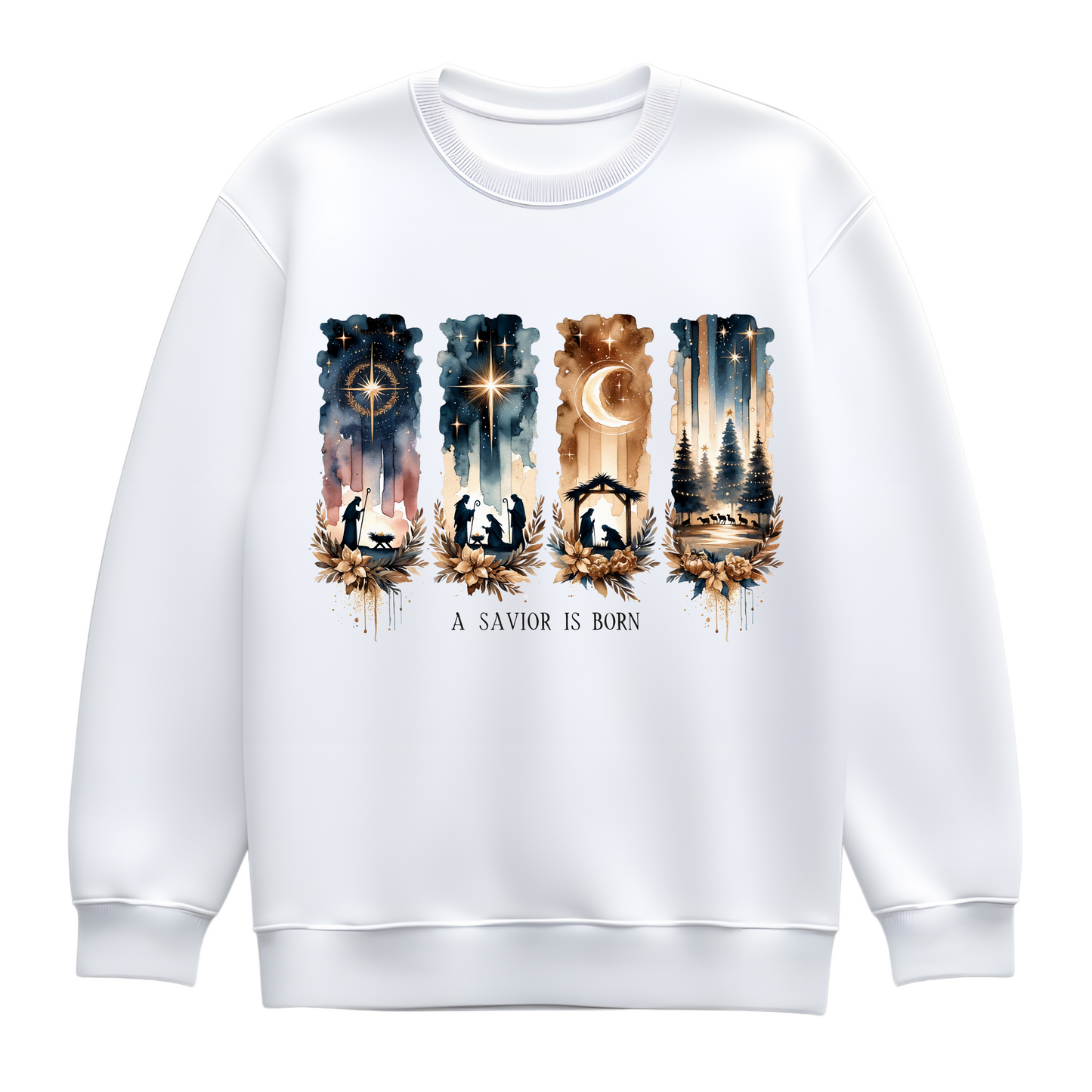 A Saviour Is Born Christmas Sweatshirt – Christian Nativity Jumper