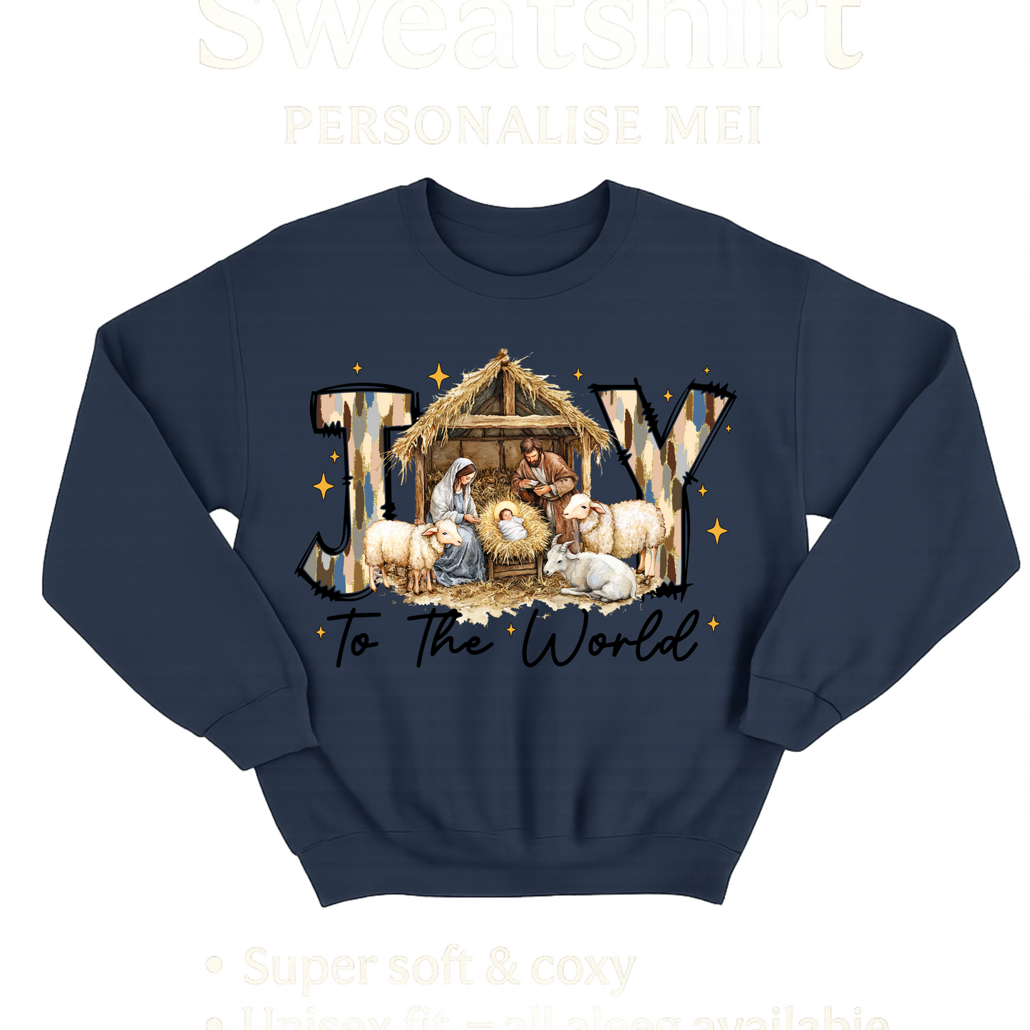 Joy to the World Nativity Sweatshirt – Christian Christmas Jumper with Manger Scene