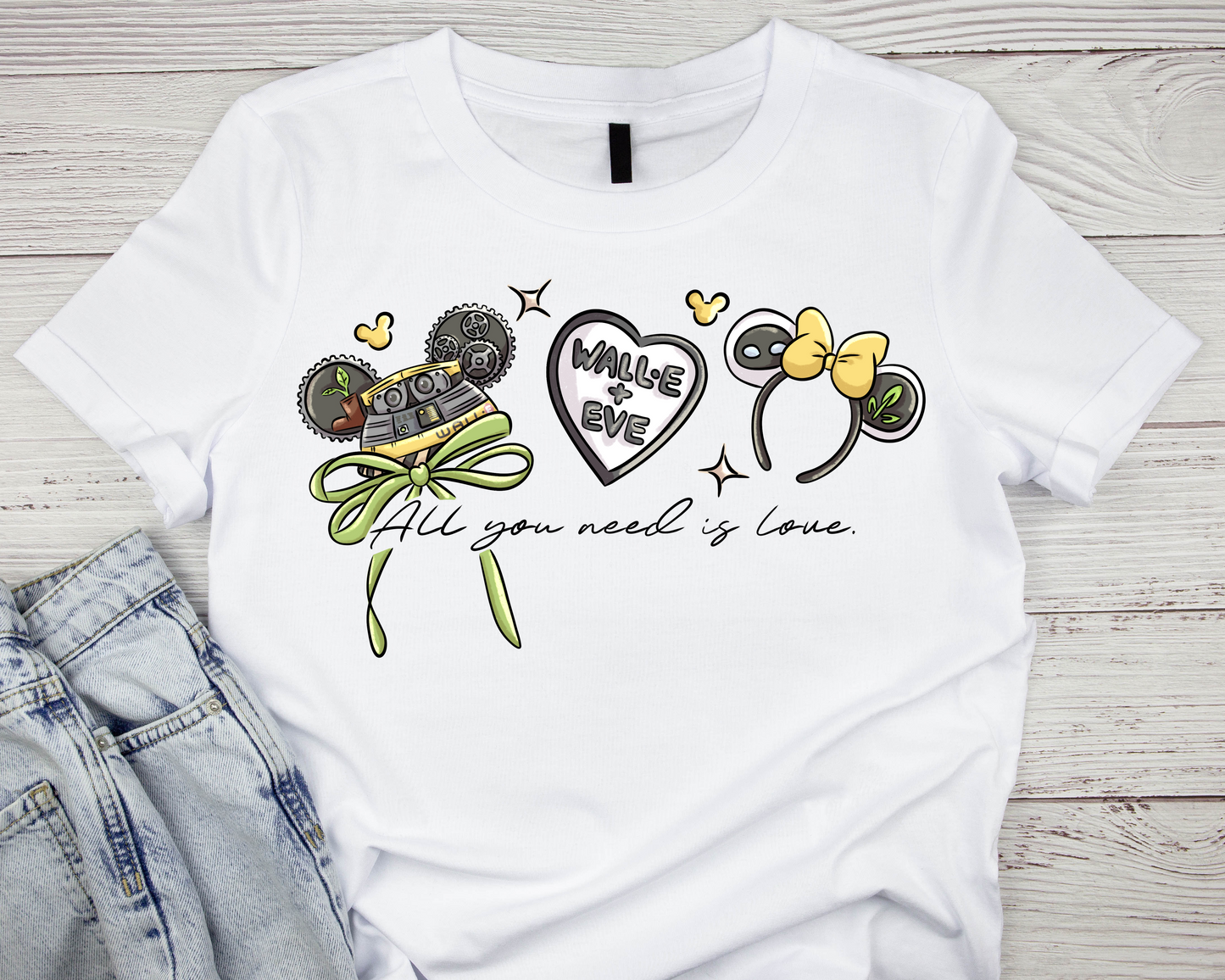All You Need Is Love” Robot & Heart Graphic T-Shirt