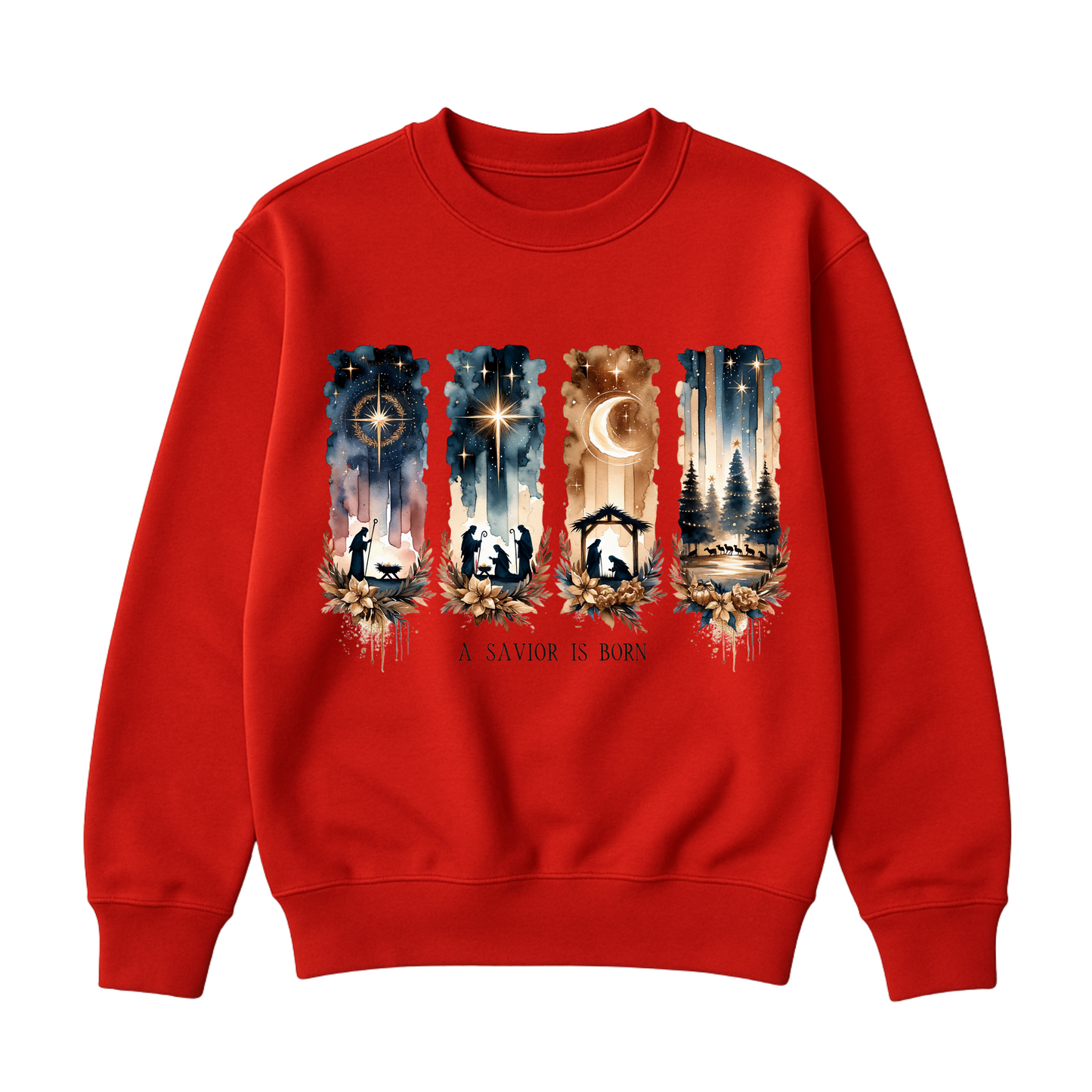 A Saviour Is Born Christmas Sweatshirt – Christian Nativity Jumper