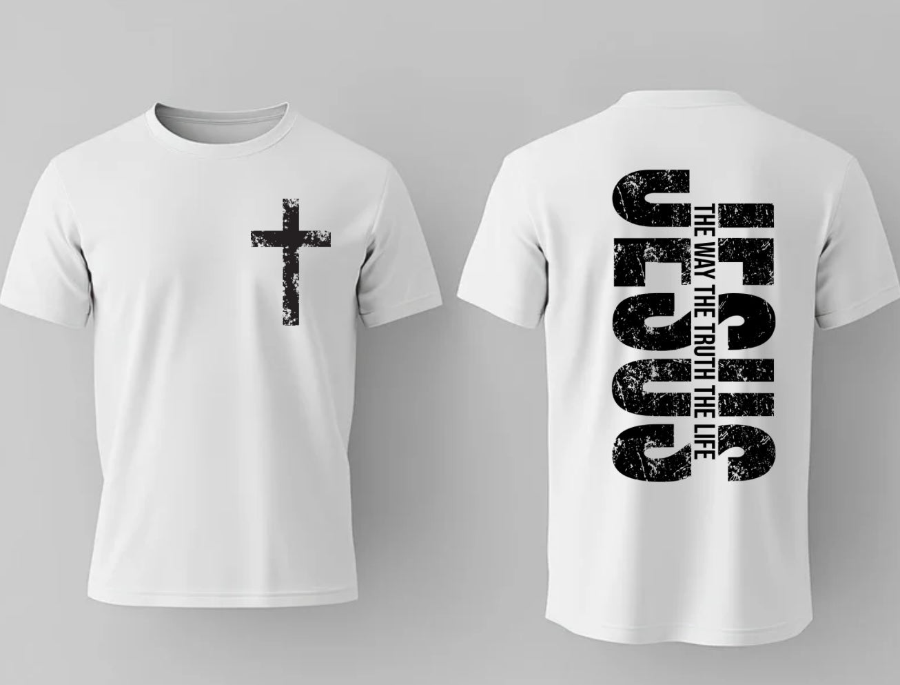 Christian T-Shirt – Jesus Cross Graphic Tee | “The Way, The Truth, The Life” Bible Verse Shirt