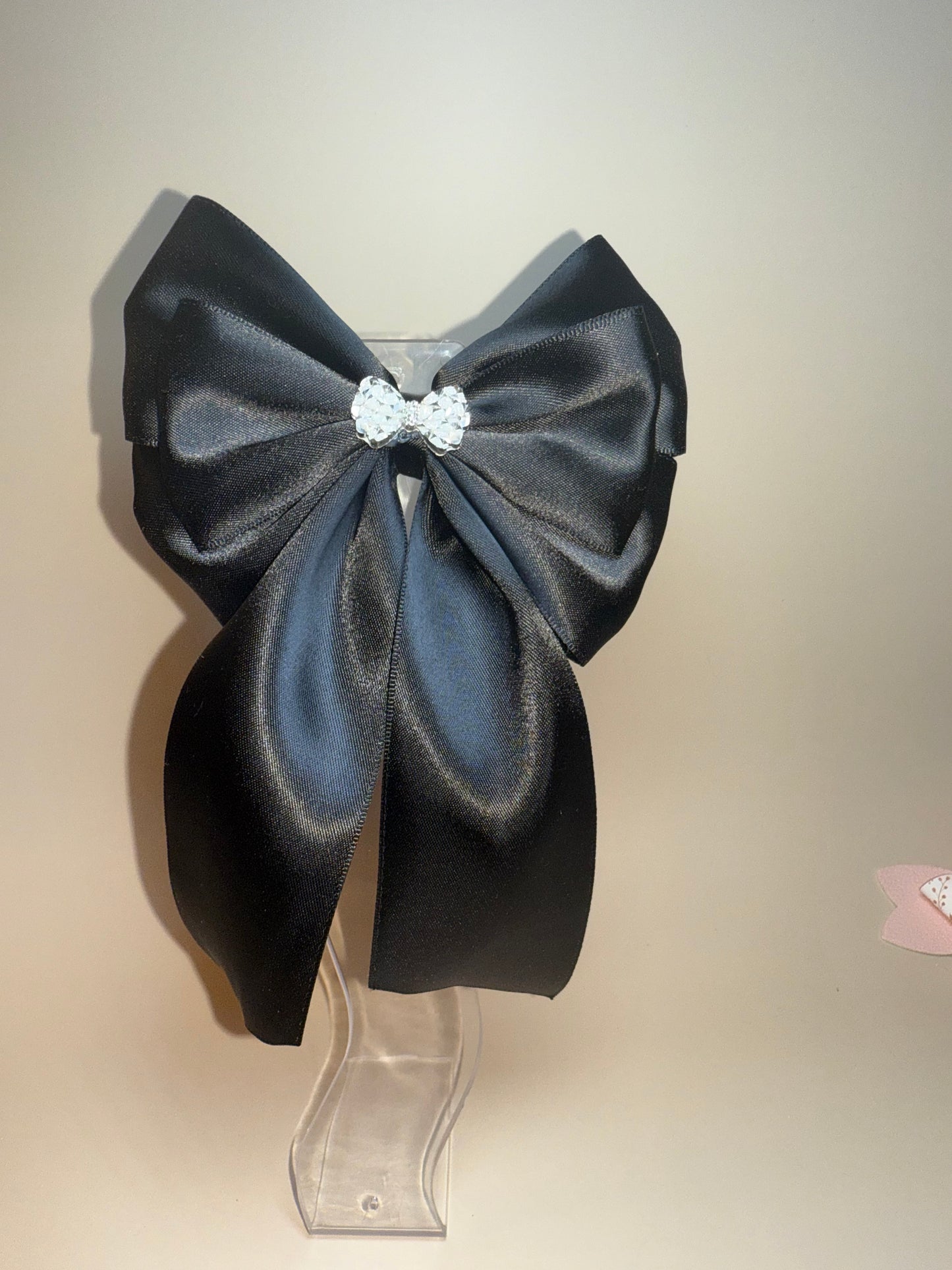 Sienna Bow – Luxury Black Satin Statement Hair Bow