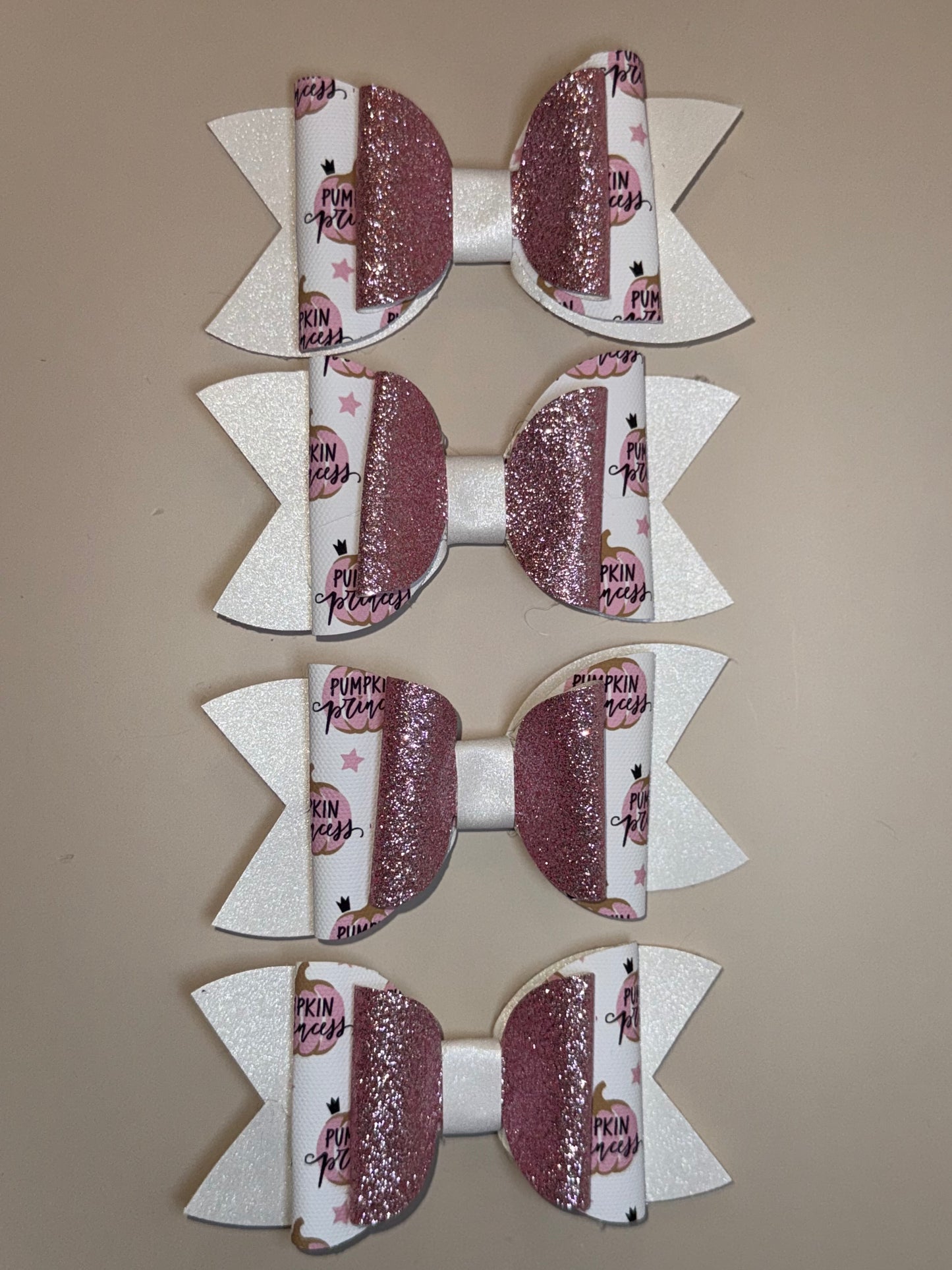 Pumpkin Princess Glitter Bow Set – Pink & White