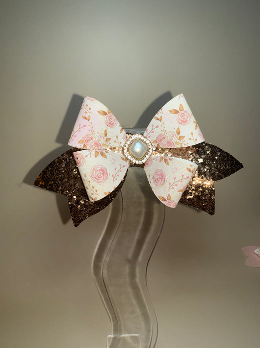 Lucia Princess Bow | Glitter & White Hair Bow