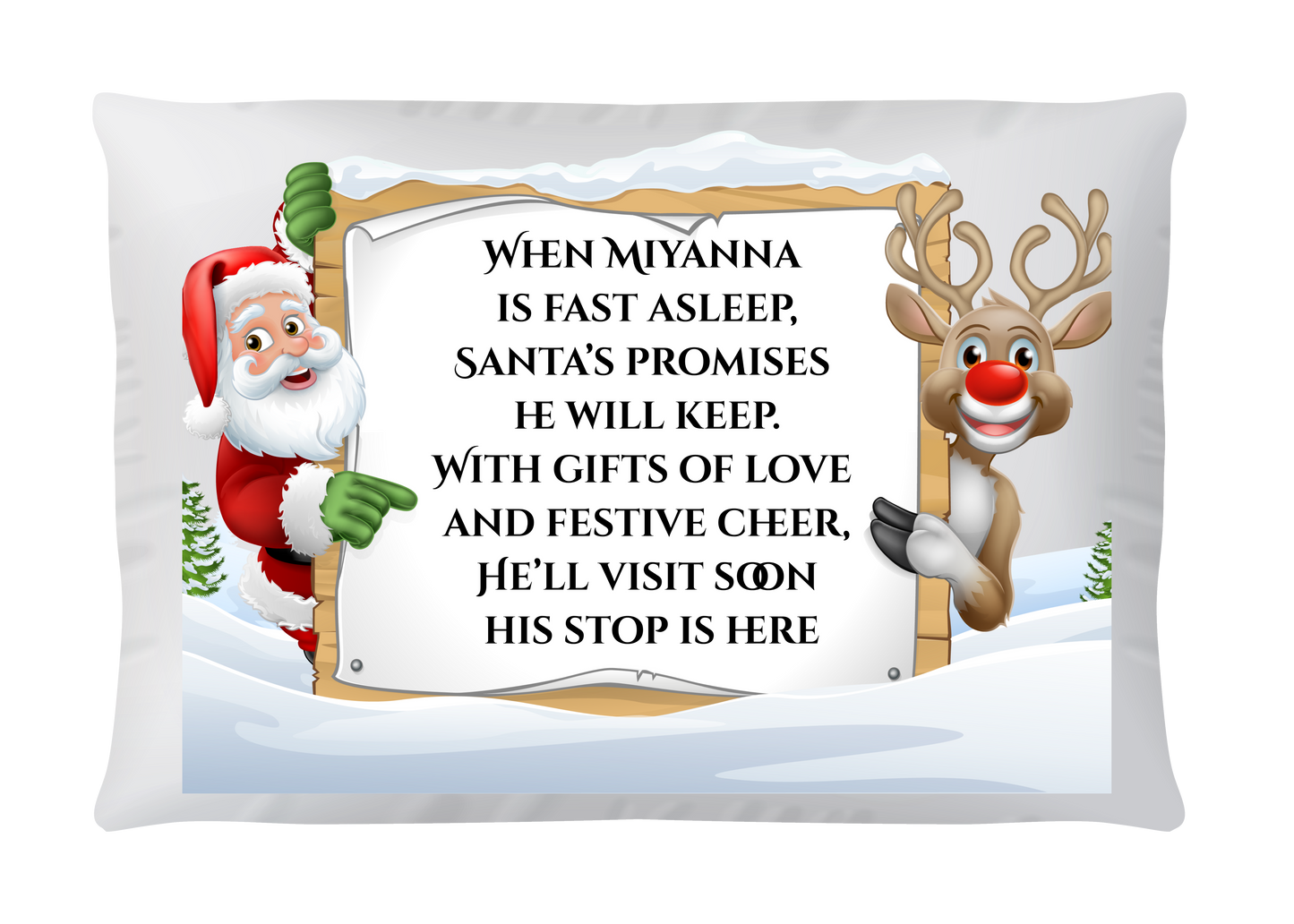Personalised Santa Stop Here Pillowcase