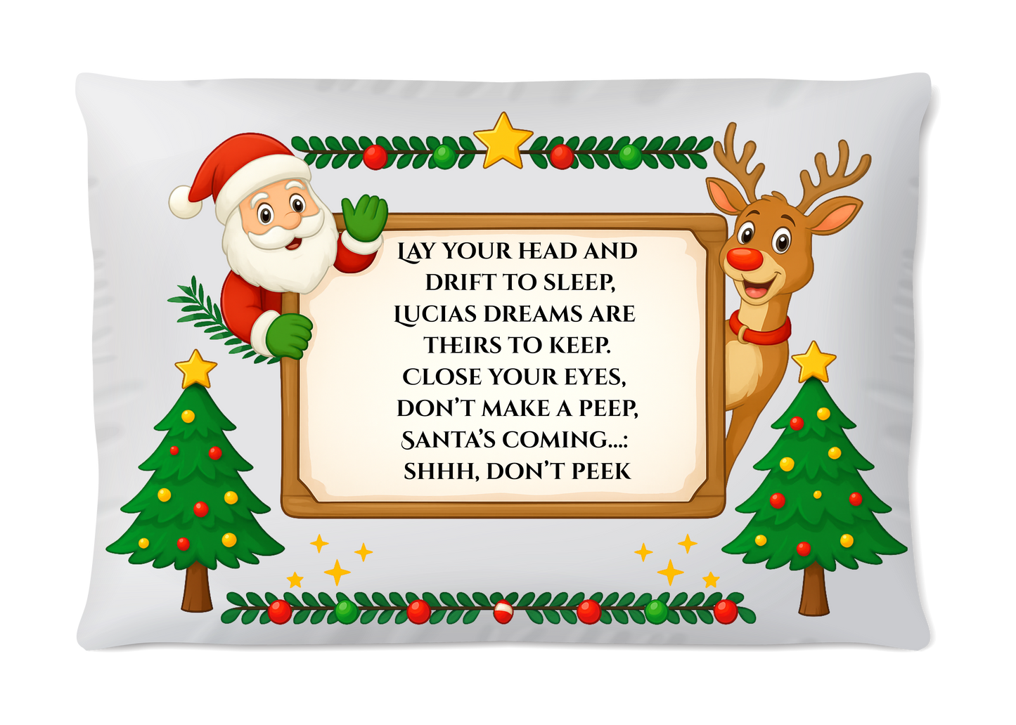 Personalised Santa Stop Here Pillowcase