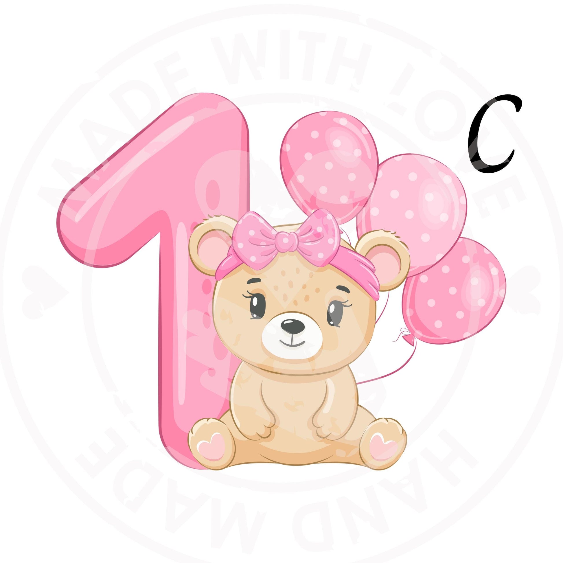 Personalized 1st Birthday DTF Iron-On Transfer: Teddy & Elephant Design