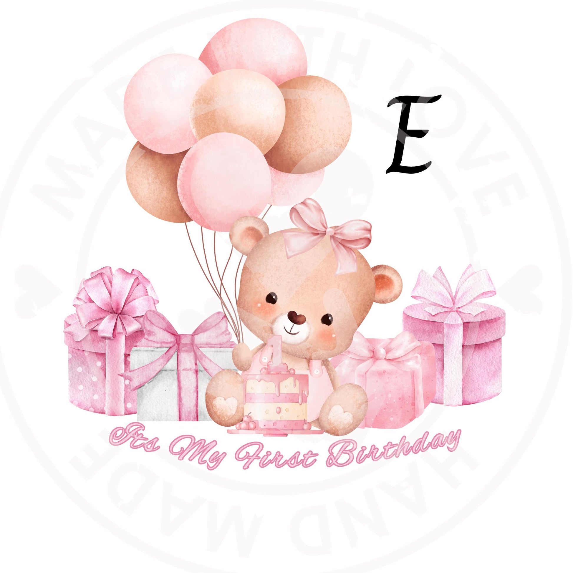 Personalized 1st Birthday DTF Iron-On Transfer: Teddy & Elephant Design