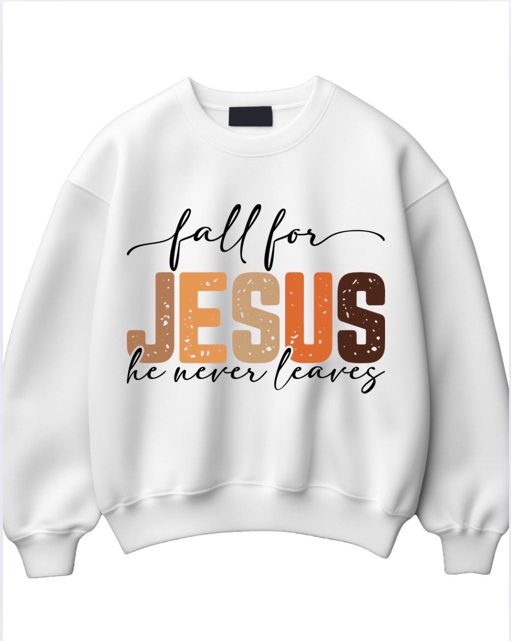 Christian Fall Sweatshirt: "Fall for Jesus" Bible Verse Pullover