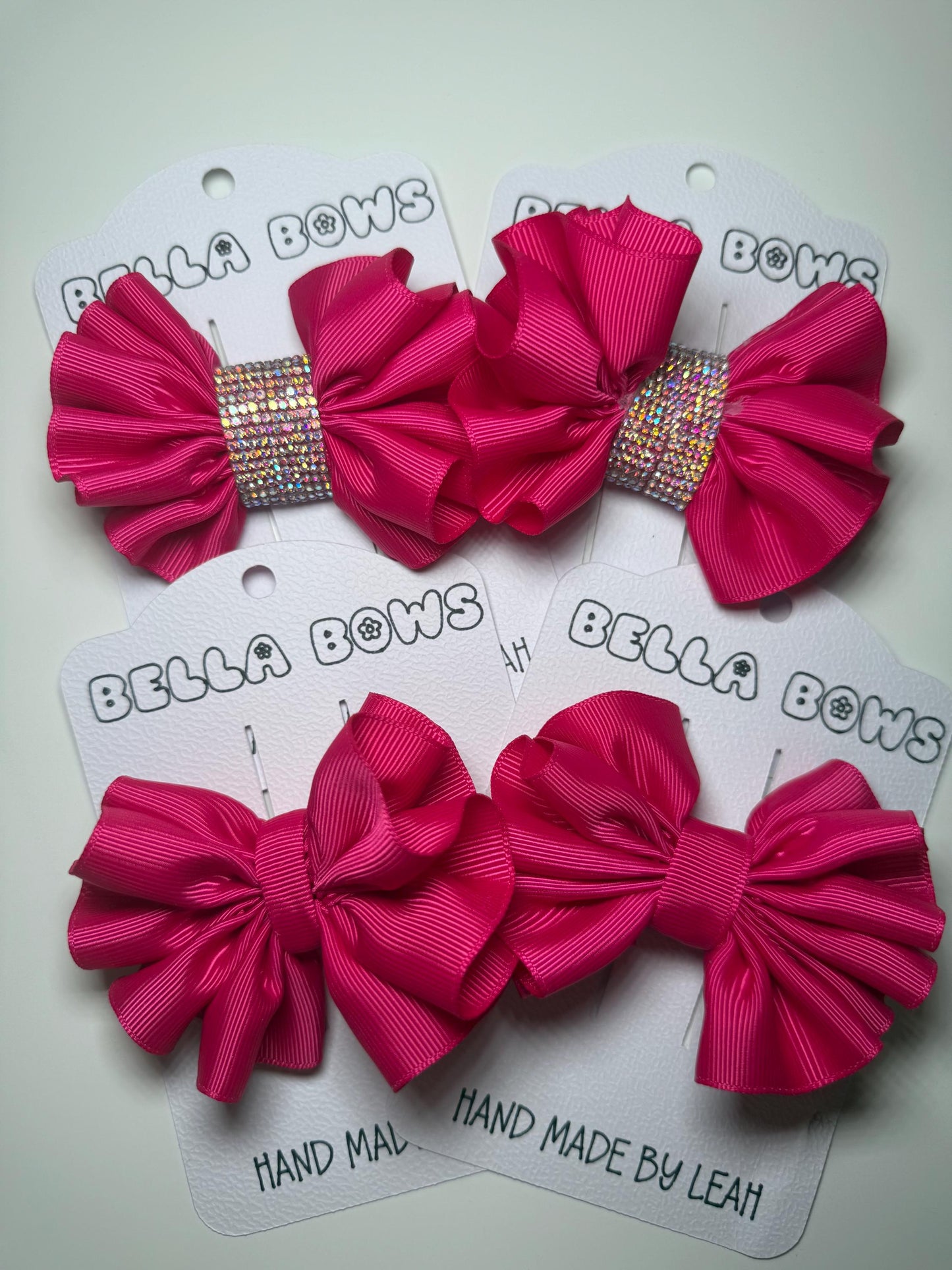 Hot Pink Hair Bow: Glitter or Plain - Handmade Girls Hair Accessory
