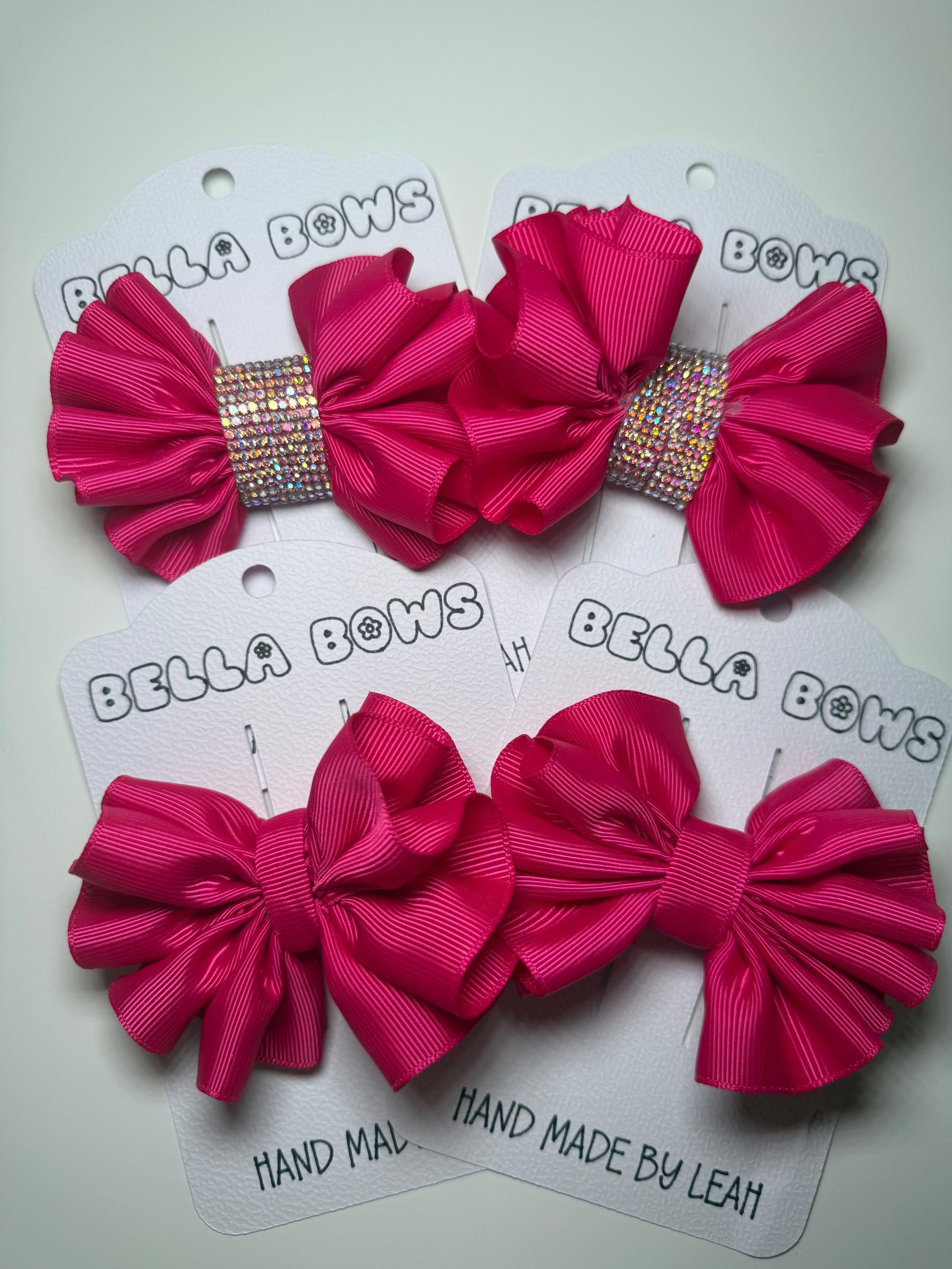 Hot Pink Hair Bow: Glitter or Plain - Handmade Girls Hair Accessory