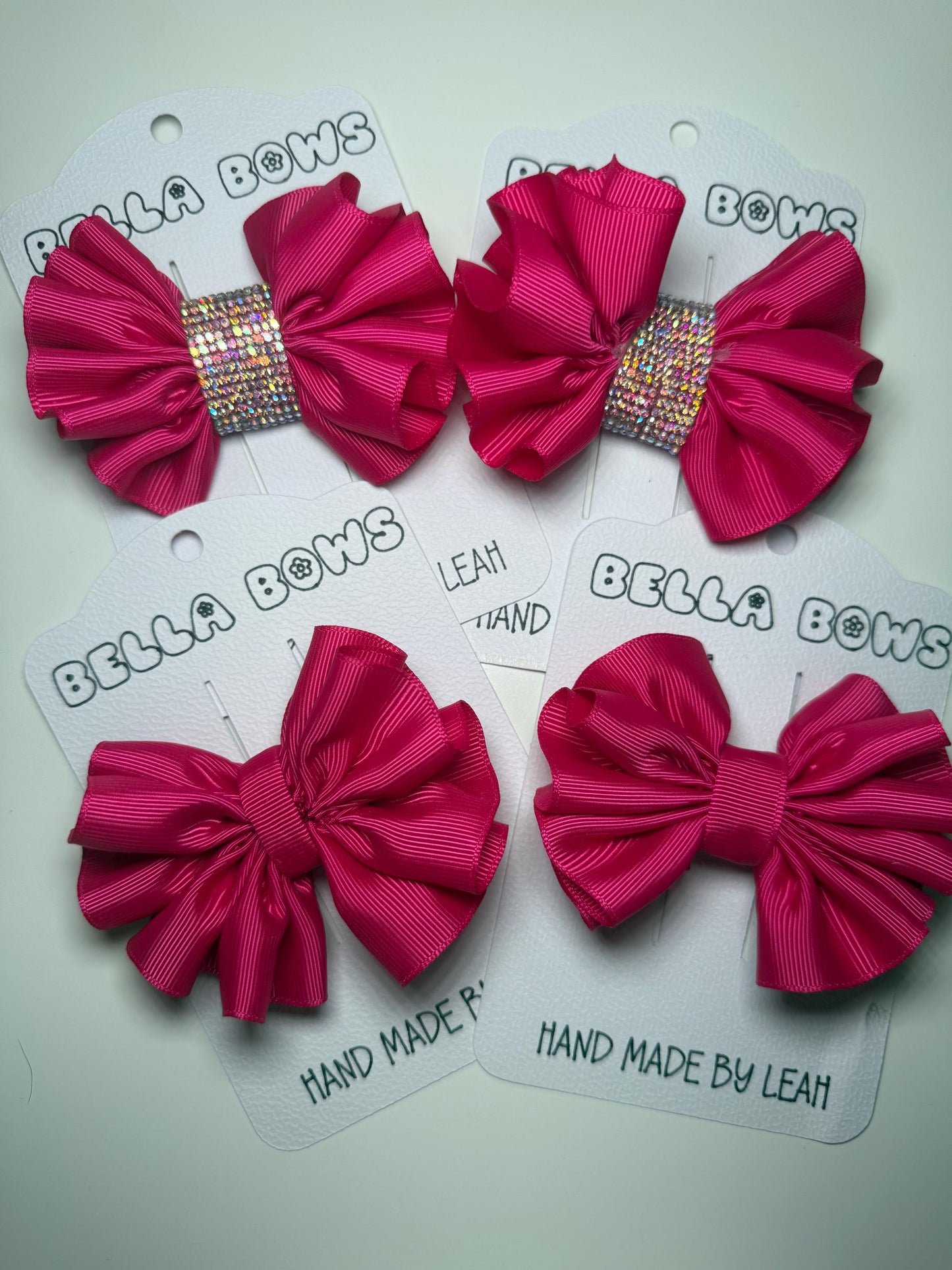 Hot Pink Hair Bow: Glitter or Plain - Handmade Girls Hair Accessory