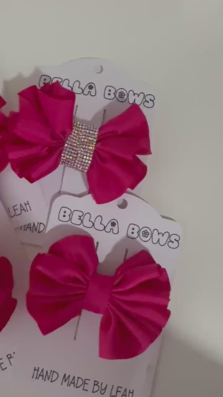 Hot Pink Hair Bow: Glitter or Plain - Handmade Girls Hair Accessory