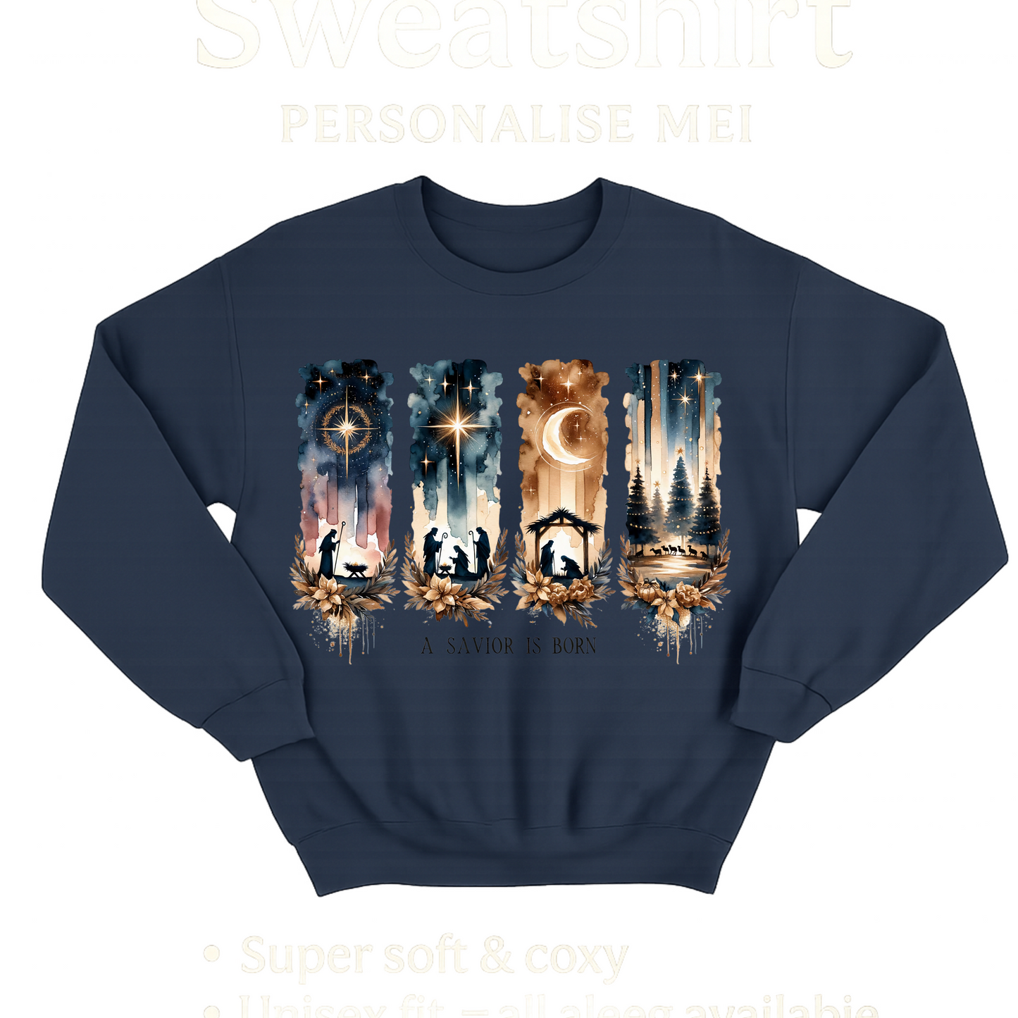 A Saviour Is Born Christmas Sweatshirt – Christian Nativity Jumper
