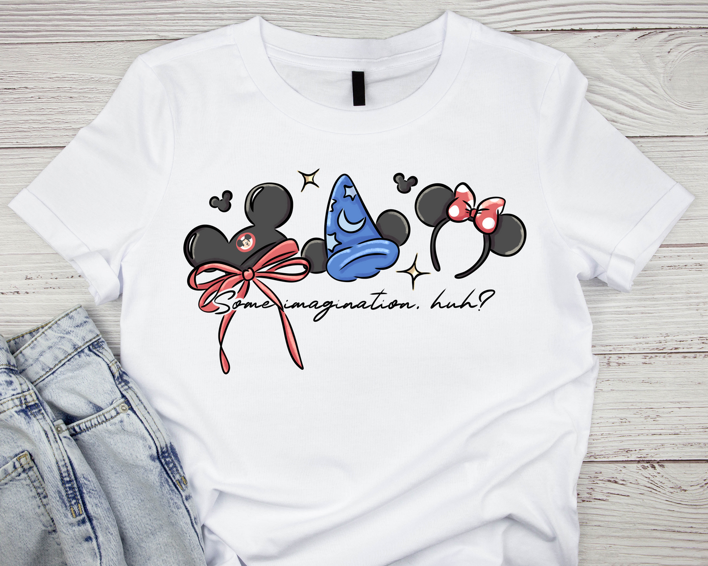 Some Imagination, Huh?” Graphic T-Shirt – Enchanted Ears & Sorcerer Hat Design