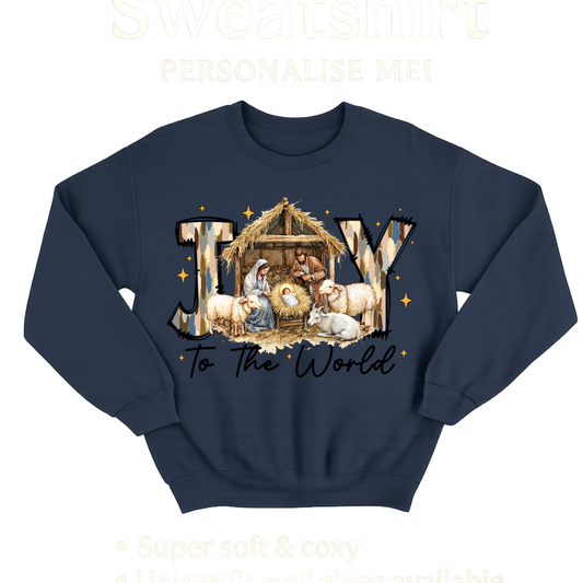 Joy to the World Nativity Sweatshirt – Christian Christmas Jumper with Manger Scene