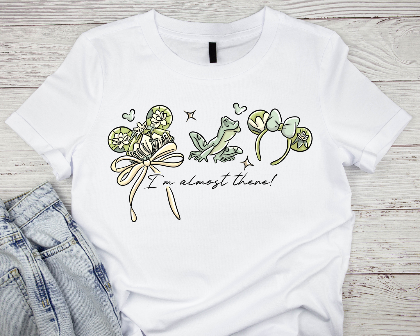 I’m Almost There” Frog & Floral Ears Graphic T-Shirt
