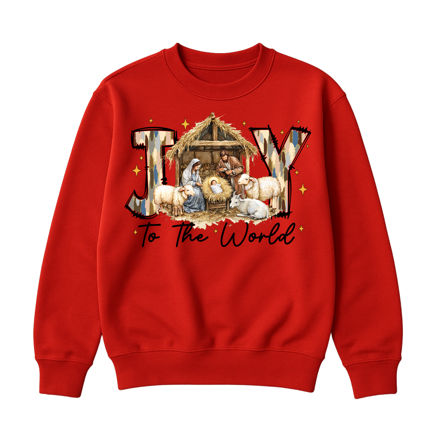 Joy to the World Nativity Sweatshirt – Christian Christmas Jumper with Manger Scene