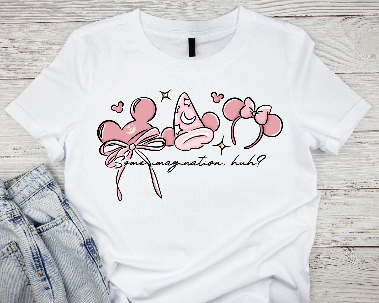 Some Imagination, Huh?” Pink Magic Ears Graphic T-Shirt