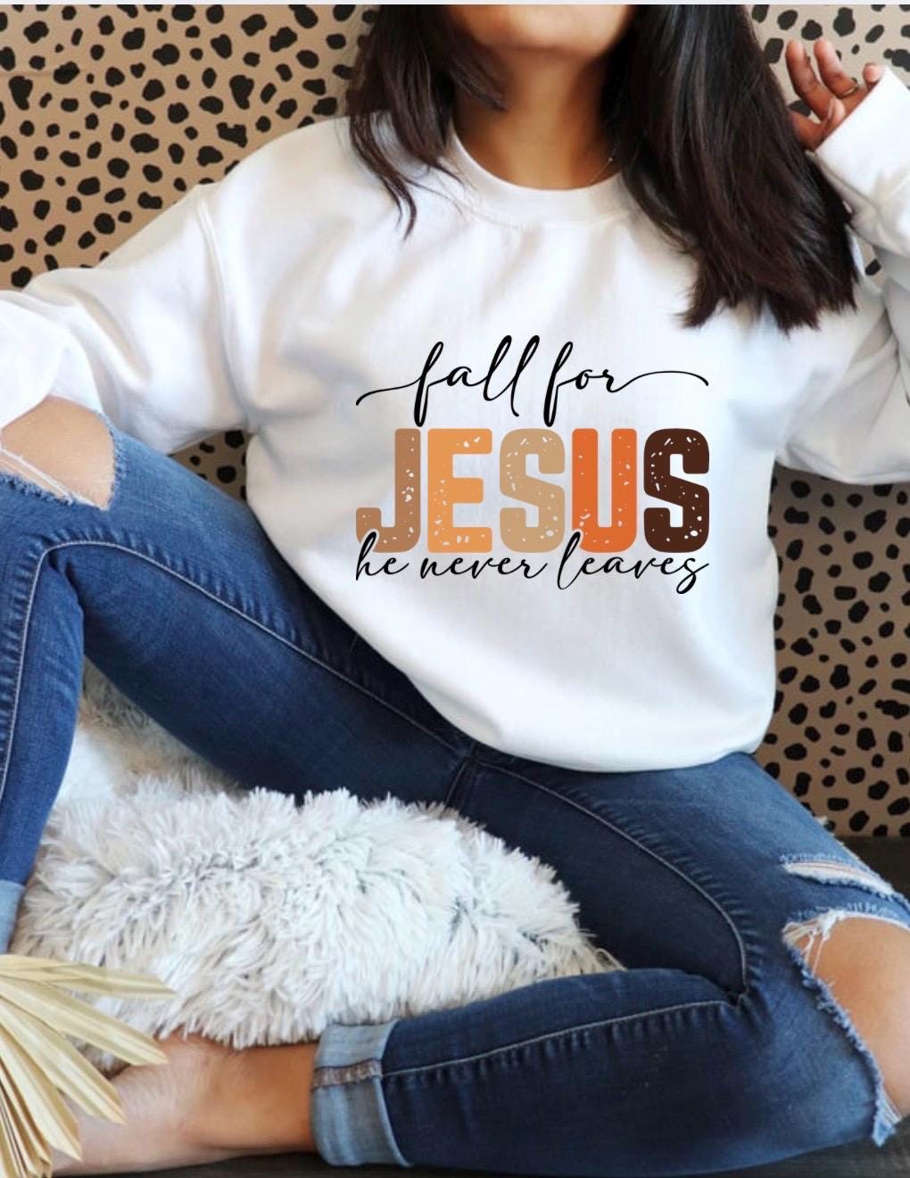 Christian Fall Sweatshirt: "Fall for Jesus" Bible Verse Pullover