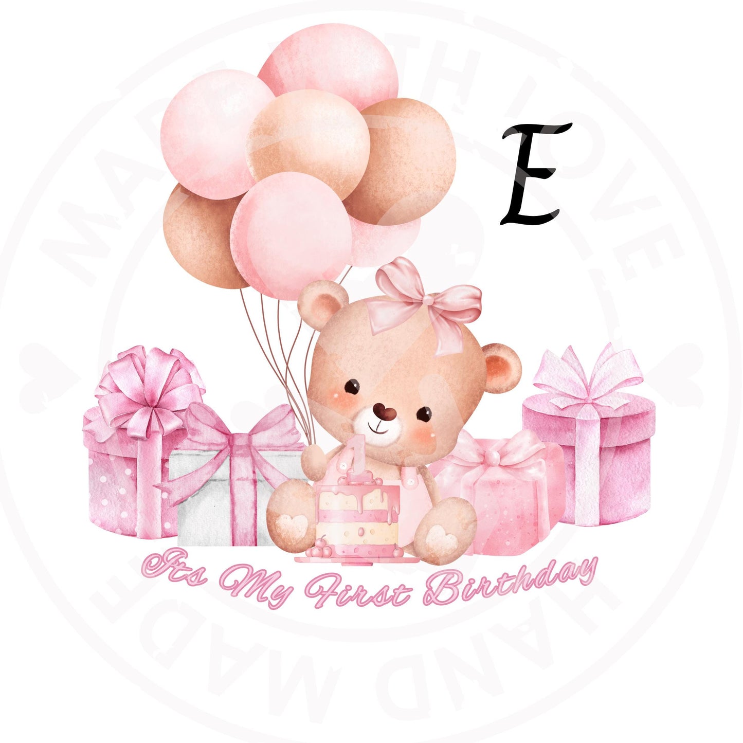 Personalized 1st Birthday DTF Iron-On Transfer: Teddy & Elephant Design