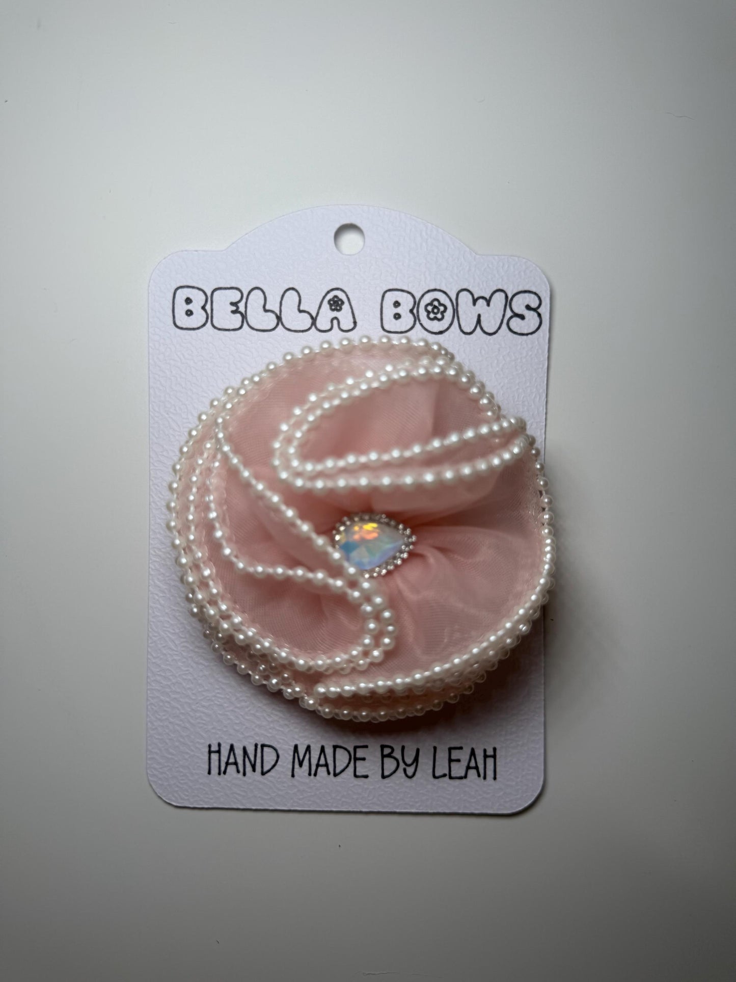Blush Pink Pearl Hair Bow: Handmade Elegant Girls Accessory