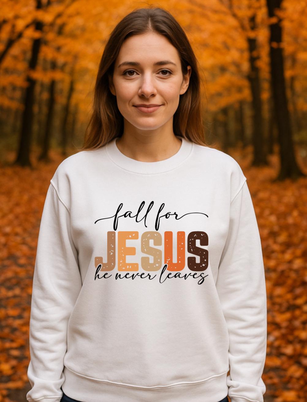 Christian Fall Sweatshirt: "Fall for Jesus" Bible Verse Pullover