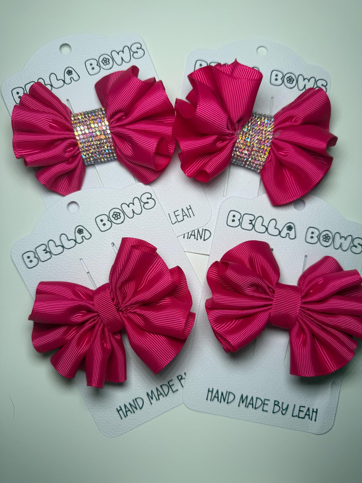 Hot Pink Hair Bow: Glitter or Plain - Handmade Girls Hair Accessory
