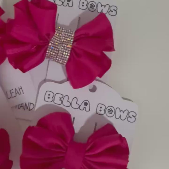 Hot Pink Hair Bow: Glitter or Plain - Handmade Girls Hair Accessory